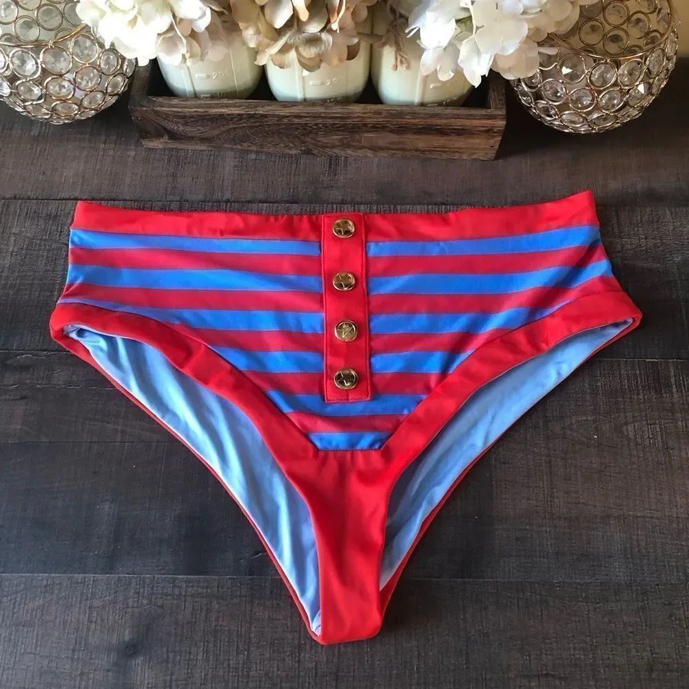 Beach Riot Marnie Bottom in Red Hot Colorblock - Picture 4 of 7